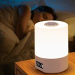 LED Remote-controlled Night Light with Clock Battery Level Display Three-color Temperature USB Chargeable 1200mA Bedside Lamp - Image 2