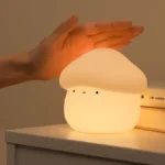 LED Mushroom Night Light Cartoon Design Touch Control White Shade Home Use Kawaii Desktop Lamp for Bedroom and Home Office Decor