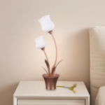 Modern Elegan Table Lamp With LED Flower Light-Gold